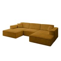 WOHNLANDSCHAFT IREA-U1-v4 - 301x165x77 cm Senfgelb - Grün, Holzwerkstoff/Textil (301/77/165cm) - ALTDECOR