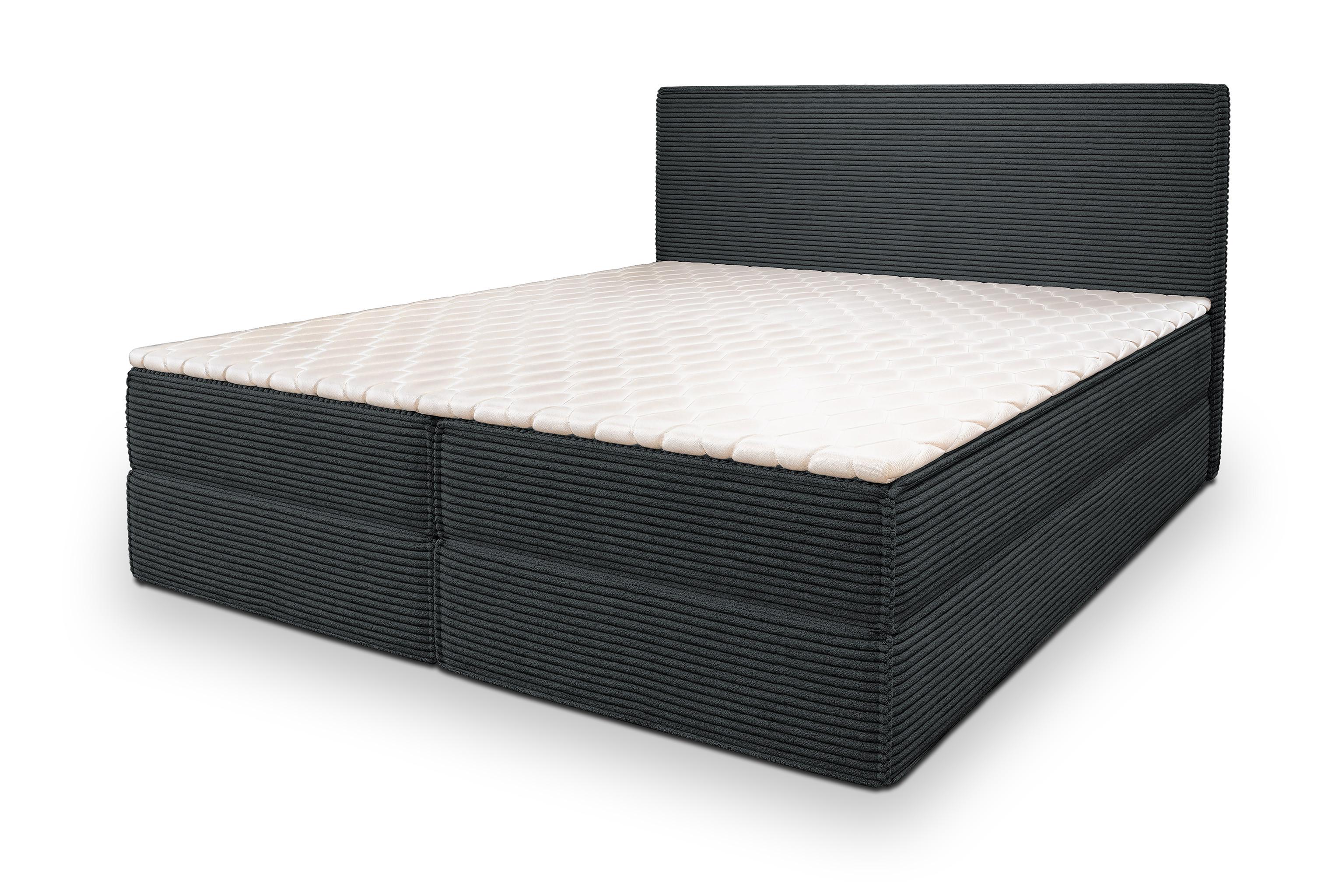 BOXBETT PELLIO 180x200 cm mit Matratze und Topper - Graphitfarben - Graphitfarben, Holz (180/200cm) - MASSENO
