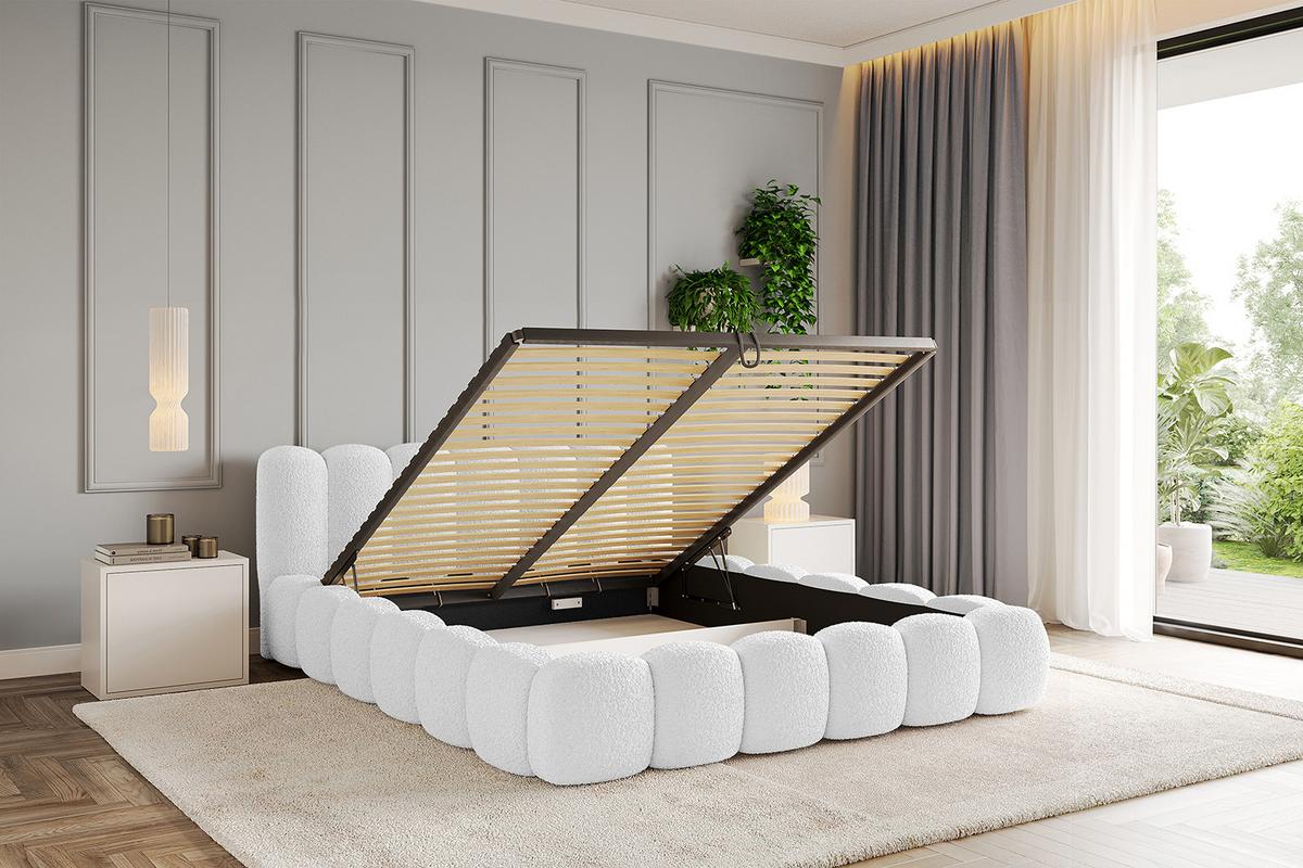 POLSTERBETT mit Bettkasten und Lattenrost, Boxbett ohne Matratze - SENA-v1 180x200 Weiß - Weiß, Holzwerkstoff/Textil (180/200cm) - ALTDECOR
