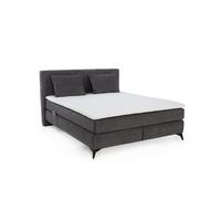 BOXSPRINGBETT 160x200 cm, 7-Zonen-Tonnentaschen-Federkernmatratzen H3, Topper, Bonell-Federkern, Beleuchtung,USB-Ladeports, Chenille Dunkelgrau /20042 - Dunkelgrau/Schwarz, Textil/Metall (160/200cm) - luma-home