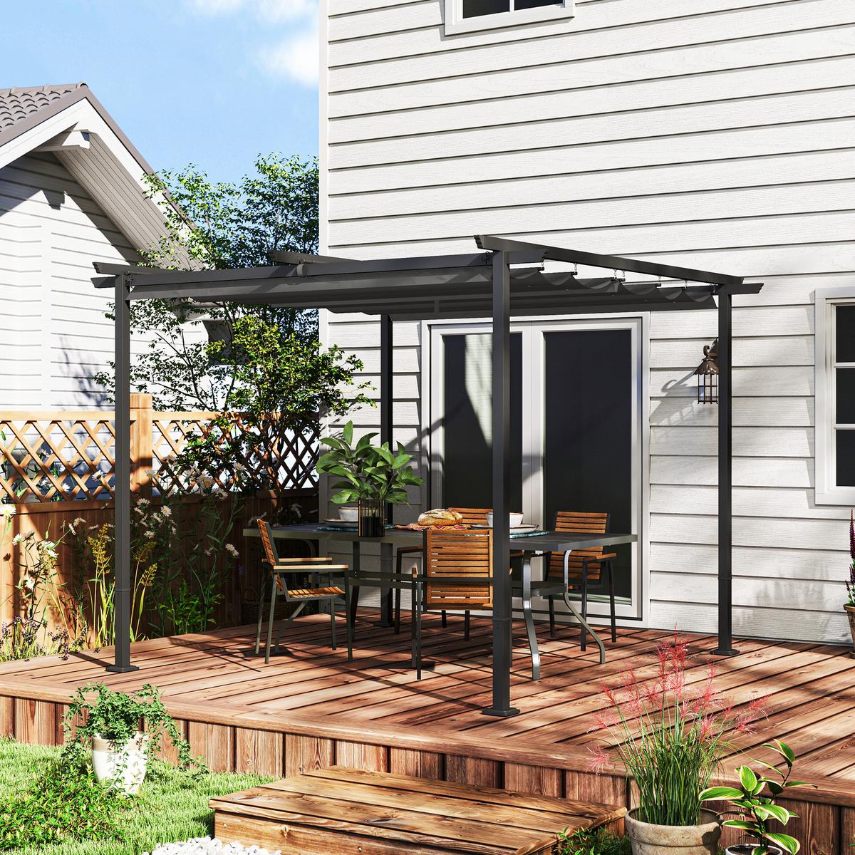 PERGOLA aus Metall, 3x 3m - Dunkelgrau, Metall (300/227/300cm) - Outsunny