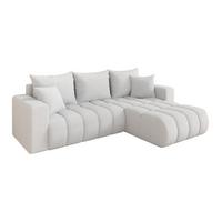 ECKSOFA mit Schlaffunktion Ottomane Rechts MILA-L-v1 277x195x86 Weiß Bouclé - Schwarz/Weiß, Holzwerkstoff/Kunststoff (277/194cm) - ALTDECOR