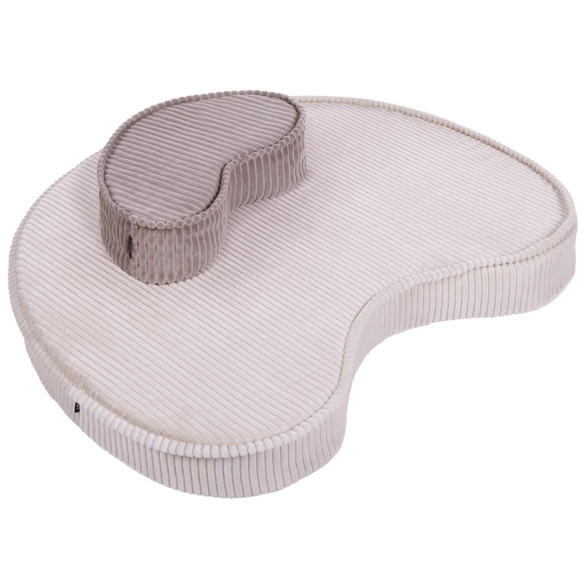 POUF Samtstoff Hellbeige Nili - Beige/Braun, Textil (90/10/75cm) - Beliani