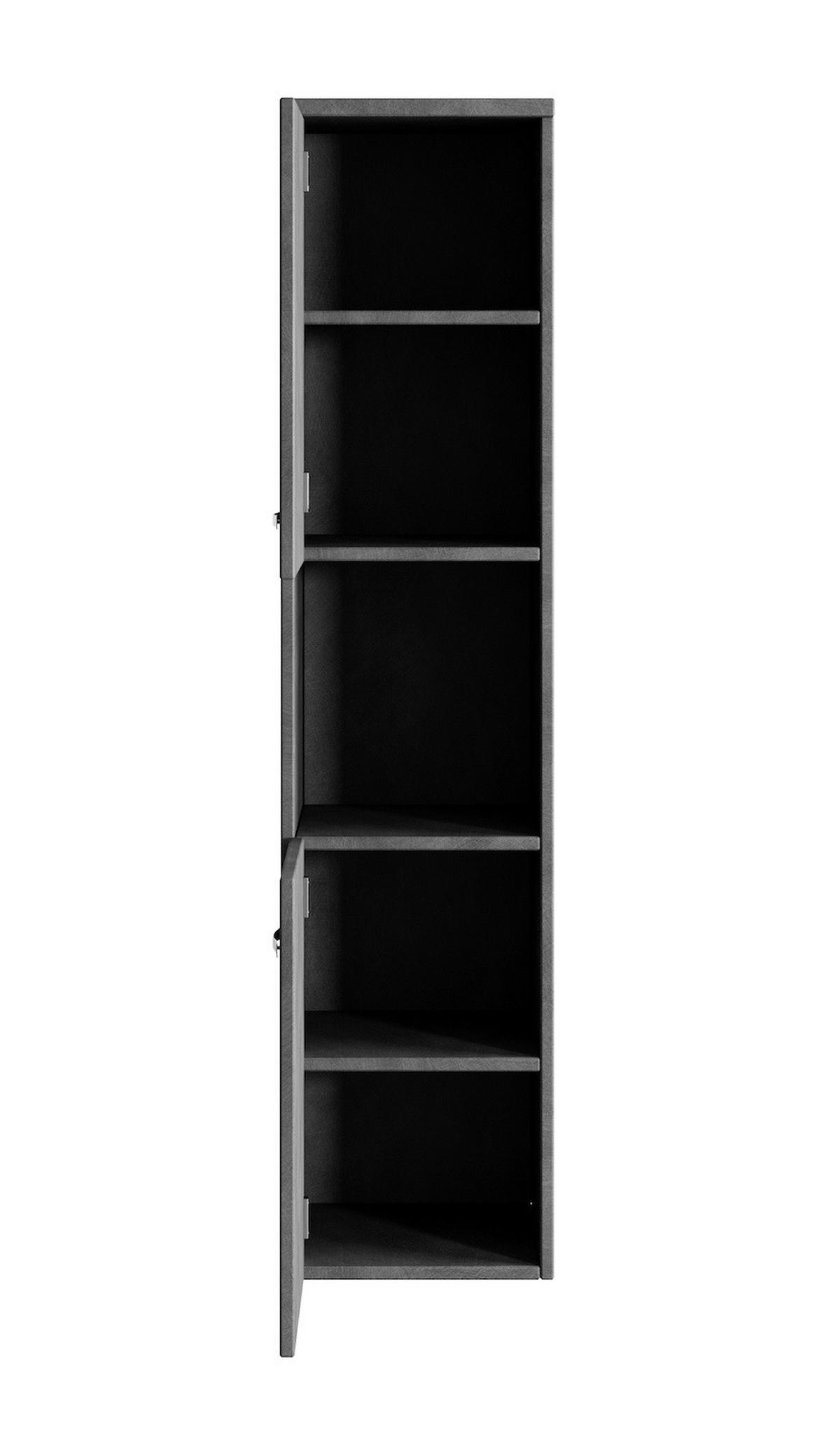 BADEZIMMERSCHRANK Montreal mit 2 Türen Dunkel Grau - 30 x 30 x 130 cm - Grau, Holz (30/131/30cm) - Badplaats