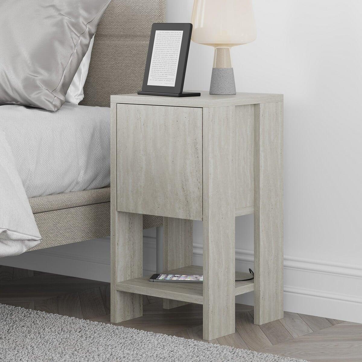NACHTTISCH 1 Tür aufklappbar Ema 30/30/55 cm - Beige, Holzwerkstoff (30/55/37.5cm) - Calicosy