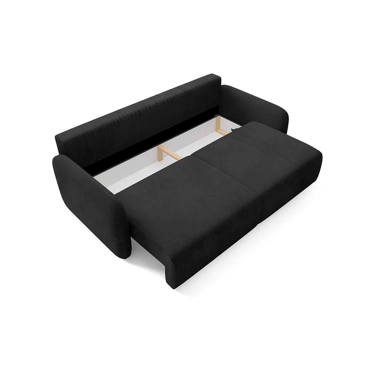 SOFA Dora 3 Sitzplätze Schwarz - Schwarz, Holz (233/92/110cm) - Petits-meubles