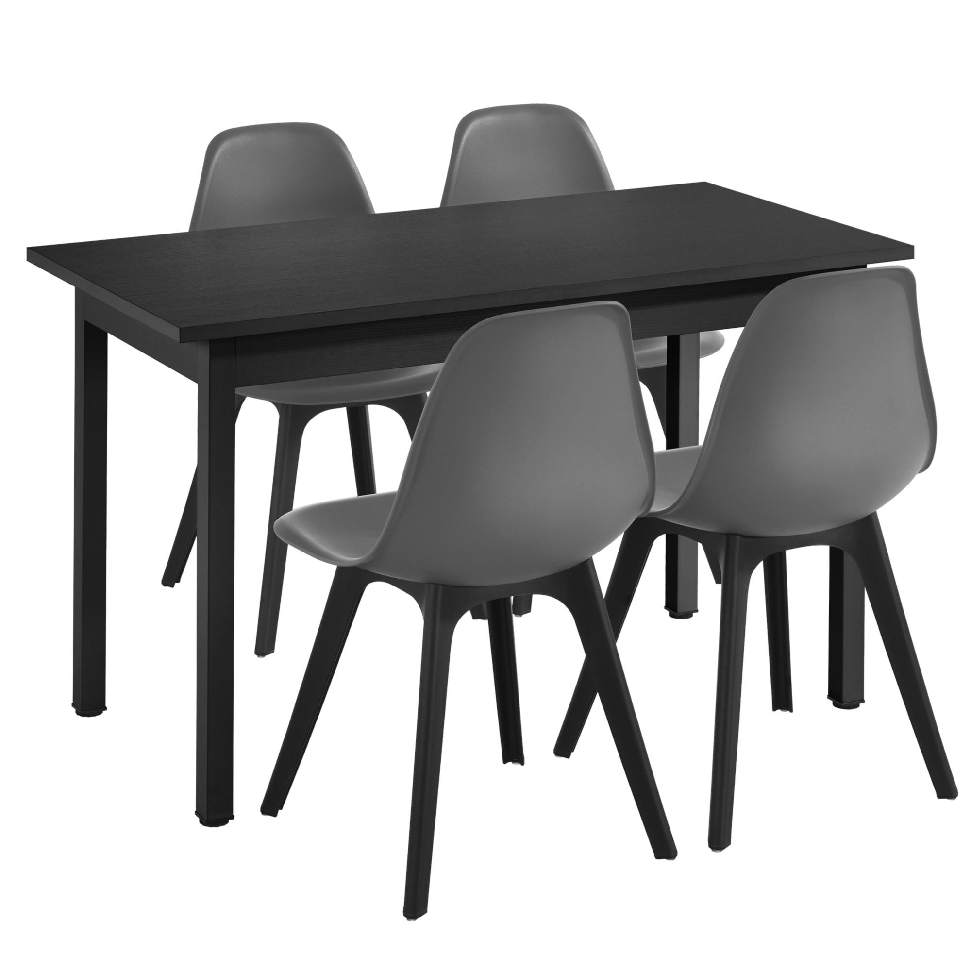 ESSGRUPPE 5 TLG. - Schwarz/Grau, Holzwerkstoff/Kunststoff (120/75/60cm) - [en.casa]