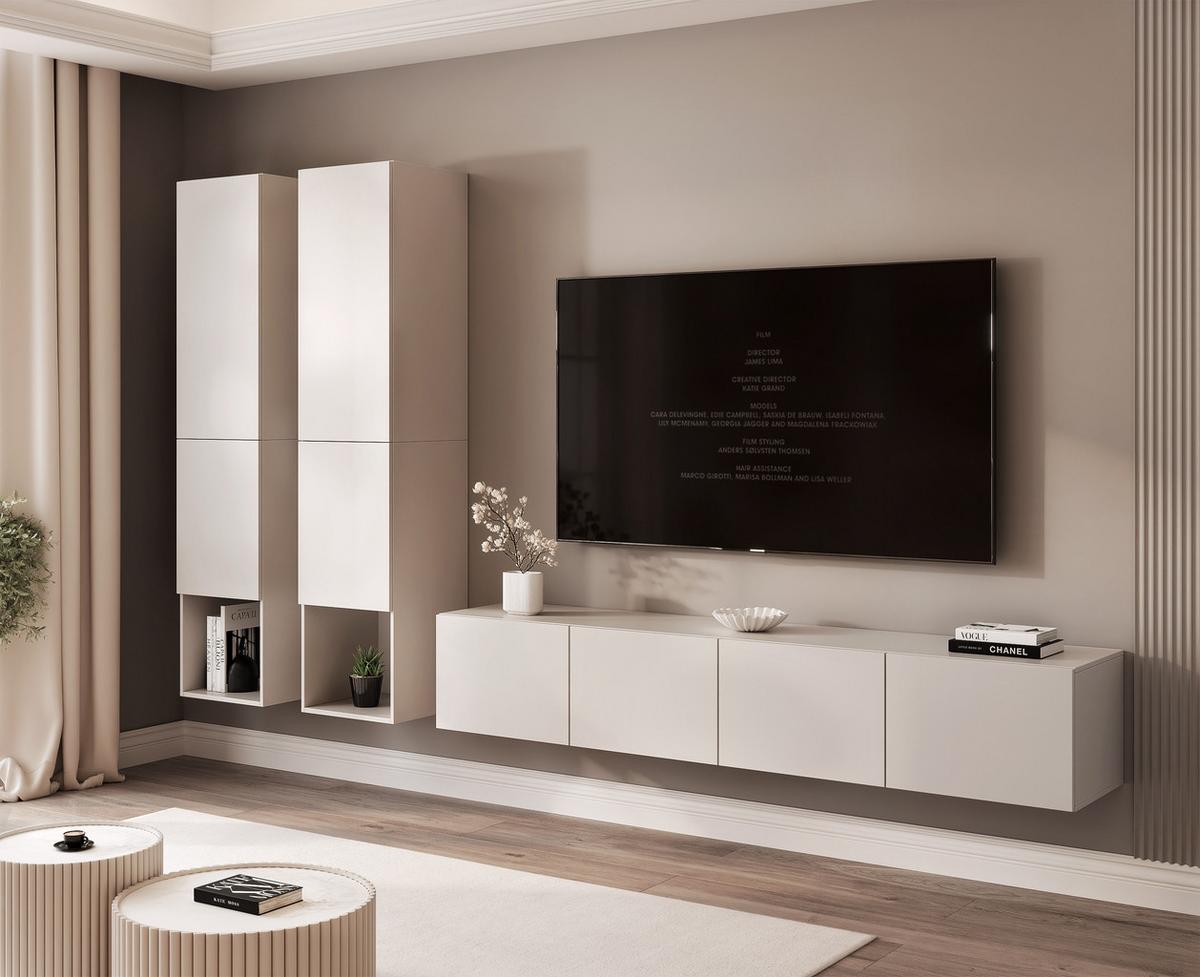 WOHNWAND ANGEL LINE II 3-teilig, mit LED-Beleuchtung, Kaschmir - Kaschmir, Holzwerkstoff (280/180/40cm) - Idohome
