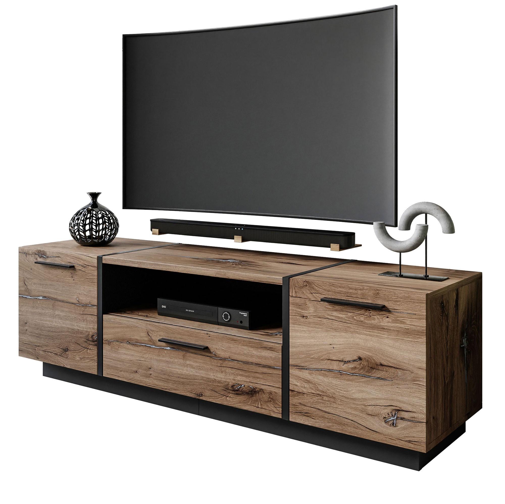 TV-ELEMENT ONYX LOFT 158 cm - Eichefarben/Schwarz, Holzwerkstoff (158/46/41.3cm) - Lookway