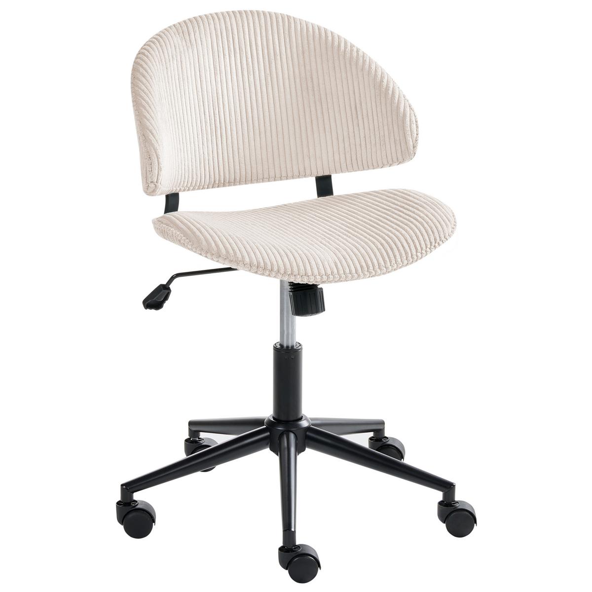 BÜROSTUHL Cord Cremeweiß Kiana - Weiß, Textil (55/74/55cm) - Beliani