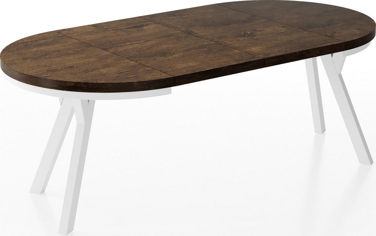 ESSTISCH Lume Weiß runder ausziehbarer, Lefkas Eiche 90-170/90/76 cm - Alteiche/Weiß, Holz/Holzwerkstoff (90/170/76cm) - WFL GROUP