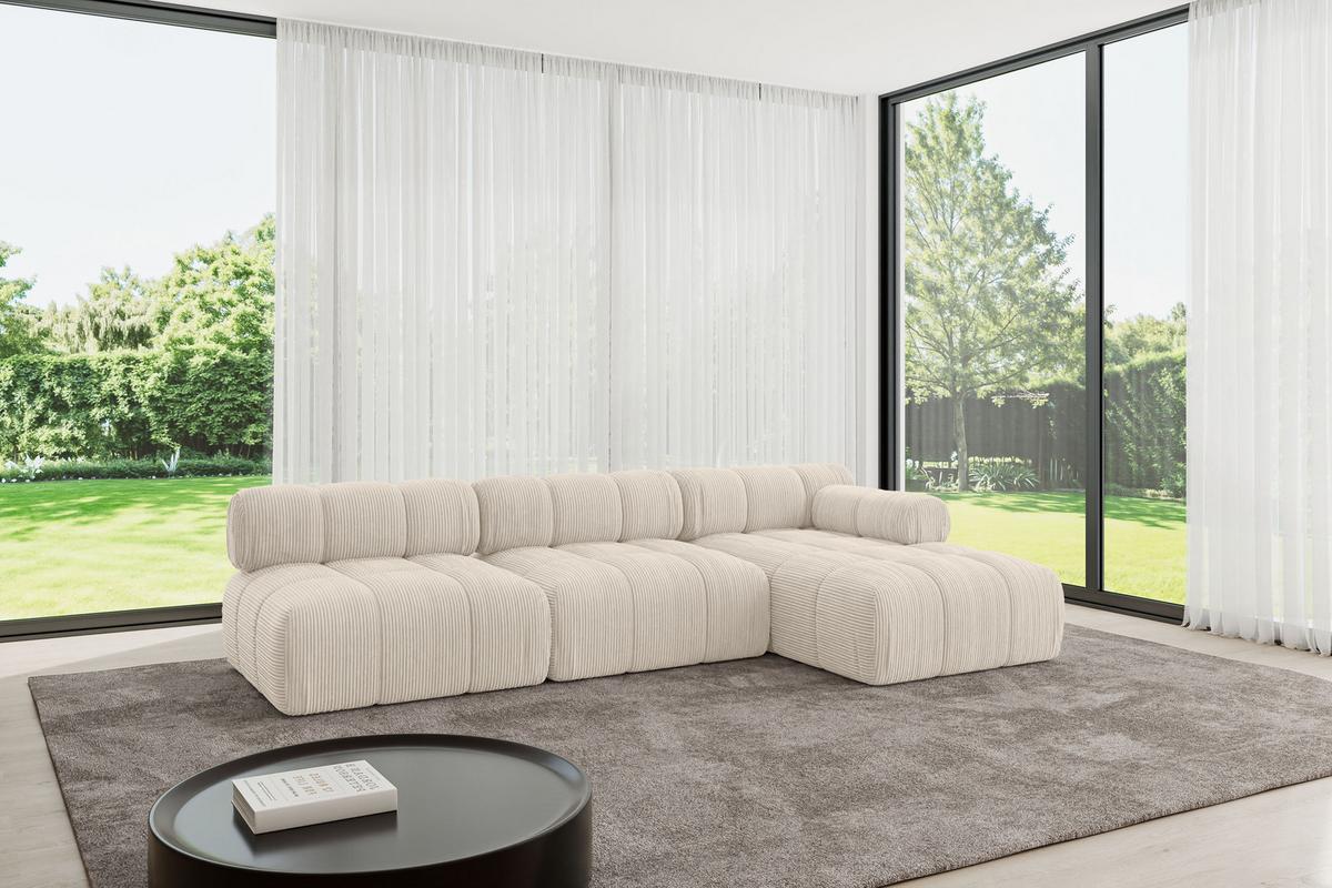 ECKSOFA modulares Sofa Razon-L2 - 285x160x70 cm Beige Cord - Beige, Holzwerkstoff/Textil (285/160cm) - ALTDECOR