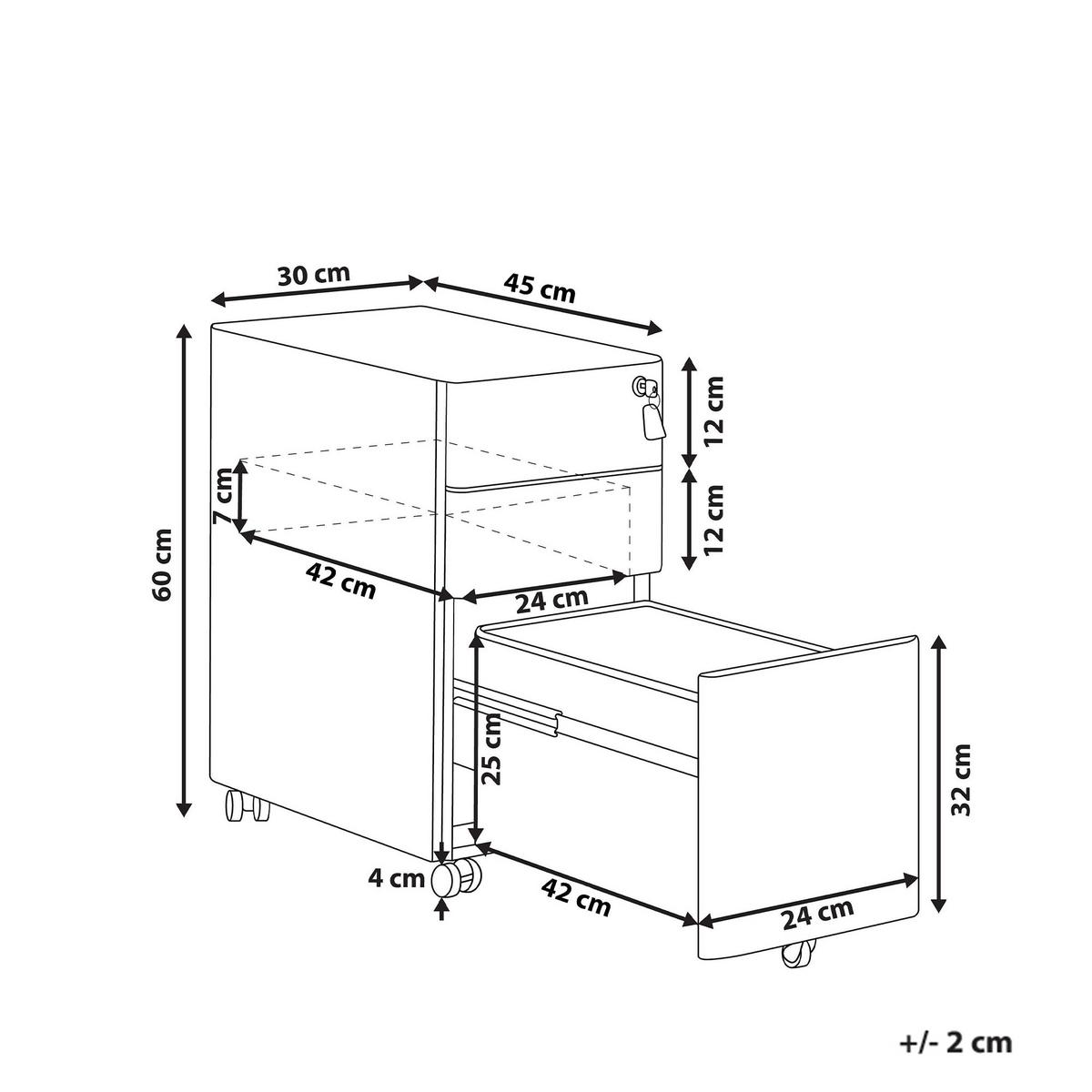 BÜROSCHRANK Metall Beige Bolsena - Beige, Metall (30/60/45cm) - Beliani