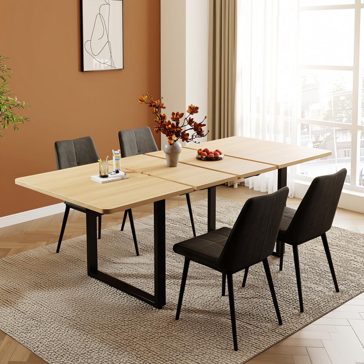 ESSTISCH AUSZIEHBARER 140-220 cm Eiche & Metall – Moderner Esszimmertisch für 6-10 Personen mit Schwerlast-Auszug - Sonoma Eiche, Holzwerkstoff (80/220/75cm) - Urban Meuble