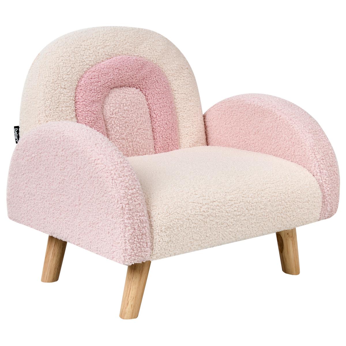 KINDERSESSEL Regenbogen Bouclé Pastellrosa Ombo - Pink, Textil (52/46/46cm) - Beliani