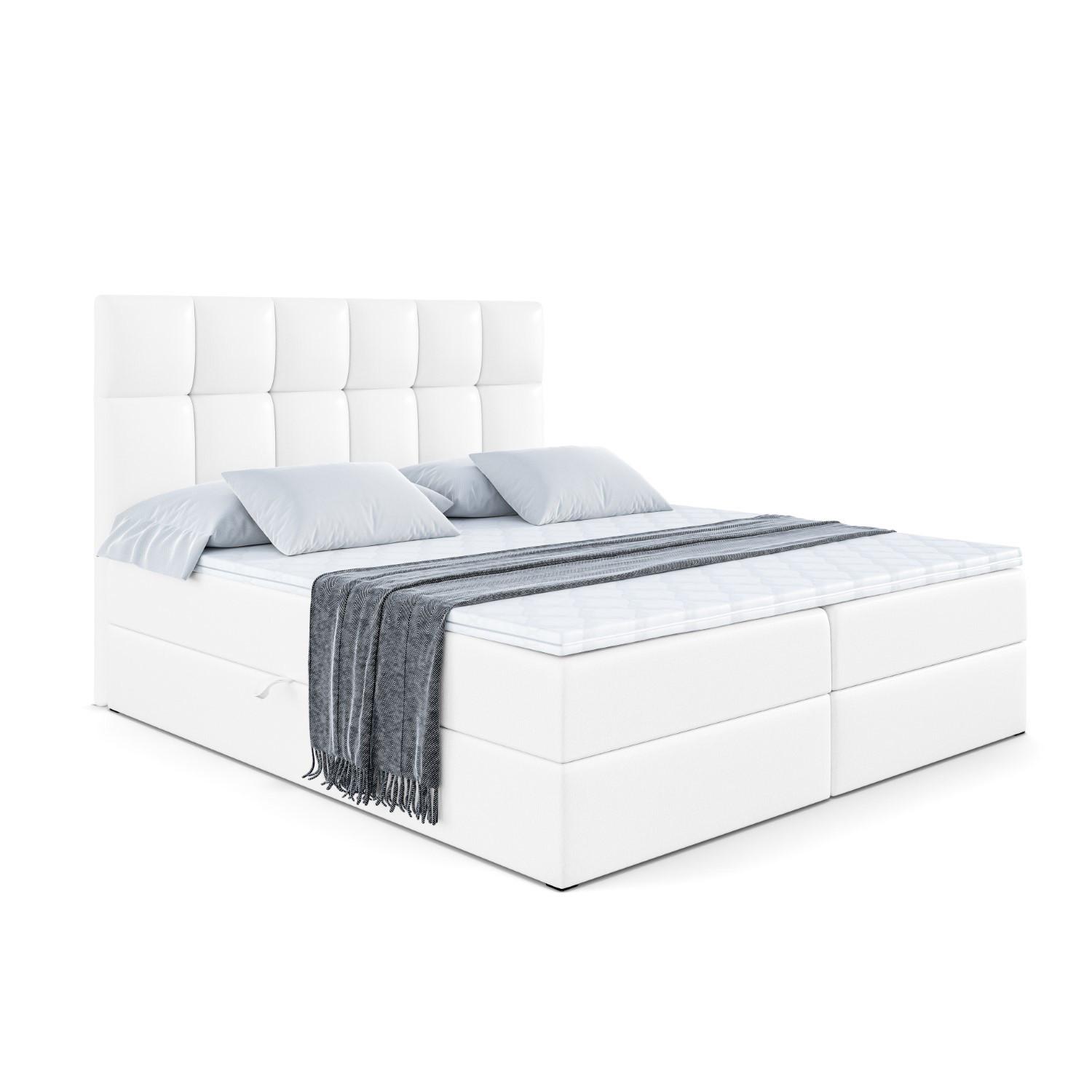 BOXBETT mit H4-Matratze und Lattenrost - RICAR - 140x200 Weiß Hochglanz - Weiß Hochglanz, Holzwerkstoff (140/200cm) - ALTDECOR