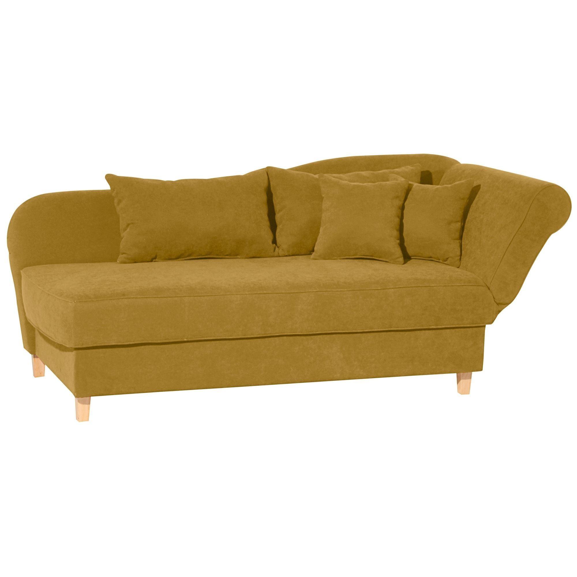 RECAMIERE mit Armteil rechts klappbar Katia Bezug Veloursstoff Buche natur / mais - Gelb, Kunststoff (190/82/88cm) - 58aufmkessel