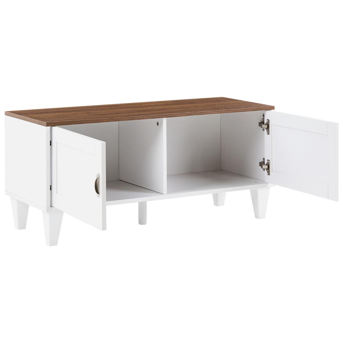 SCHUHSCHRANK Weiß Quebec - Dunkelbraun/Silberfarben, Holzwerkstoff (100/46/40cm) - Beliani