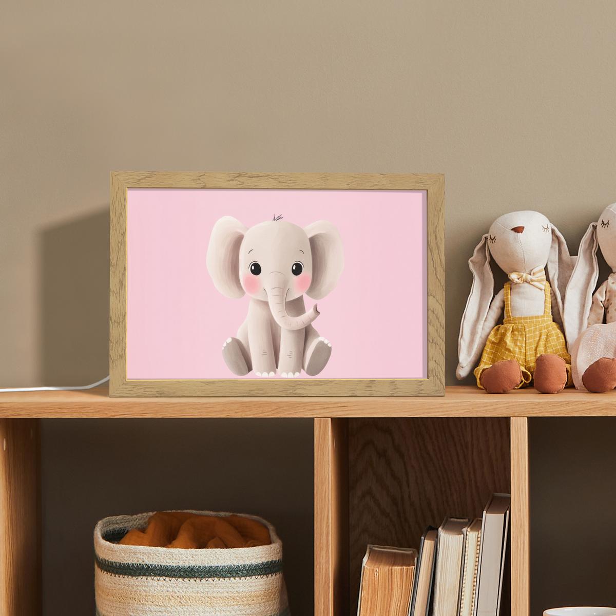 NACHTTISCHLAMPE Elefant - Baby - Rosa - Cartoon 30x20 cm - Rosa, Holzwerkstoff (8/30/20cm) - OnlyWow