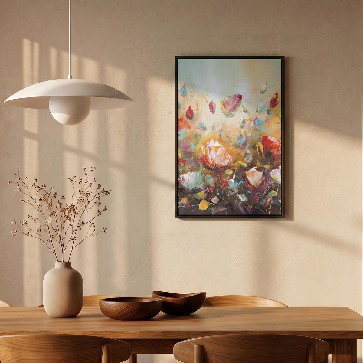 LEINWAND Bilder mit Rahmen - Blumen - Kunst - Natur - Ölgemälde - 40x60 - Multicolor, Textil (40/60cm) - MuchoWow