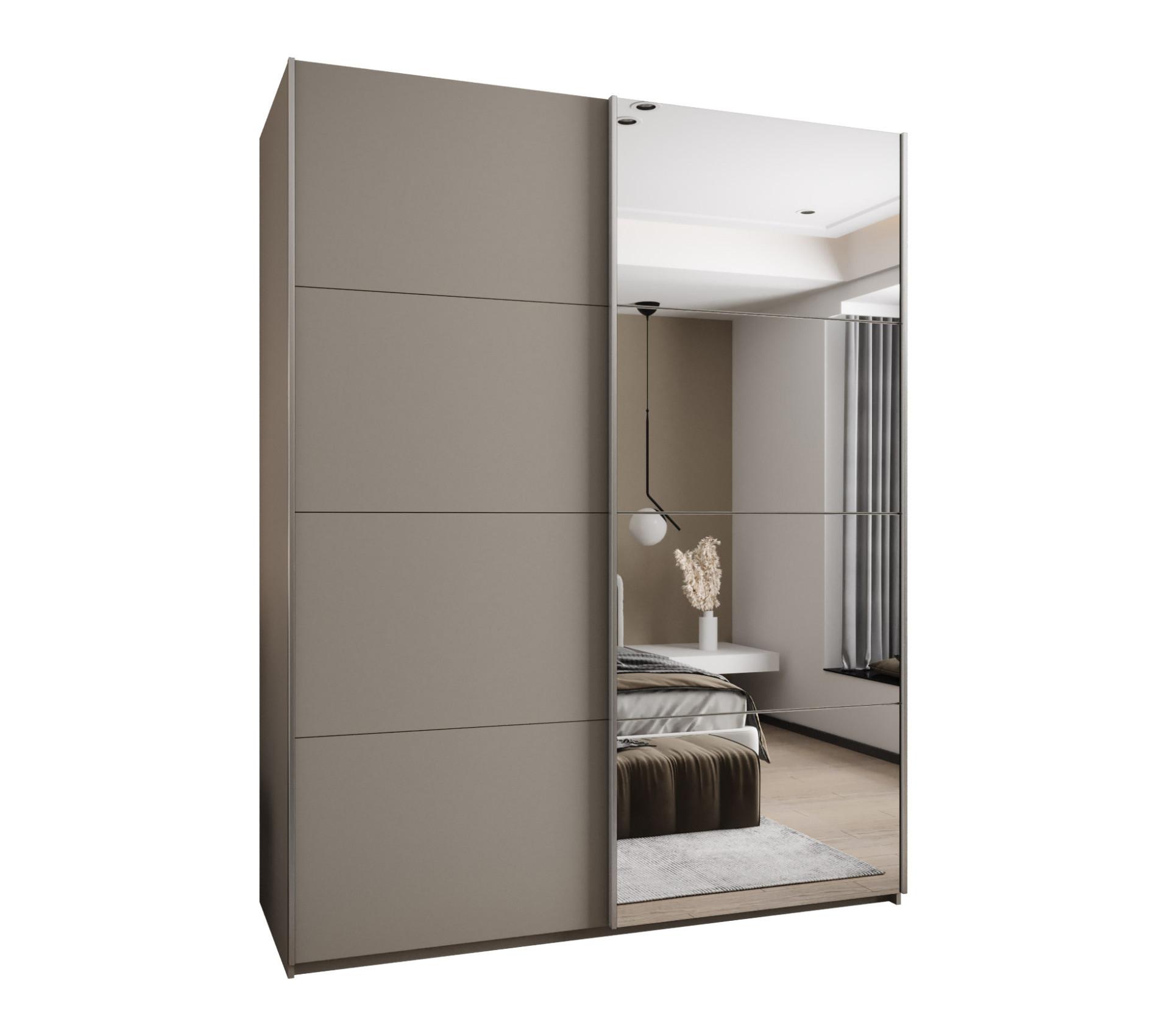 SCHWEBETÜRENSCHRANK 245,5/190/64 2-türig - Kaschmir/Silberfarben, Holz/Metall (190/245/64cm) - Abiks Möbel