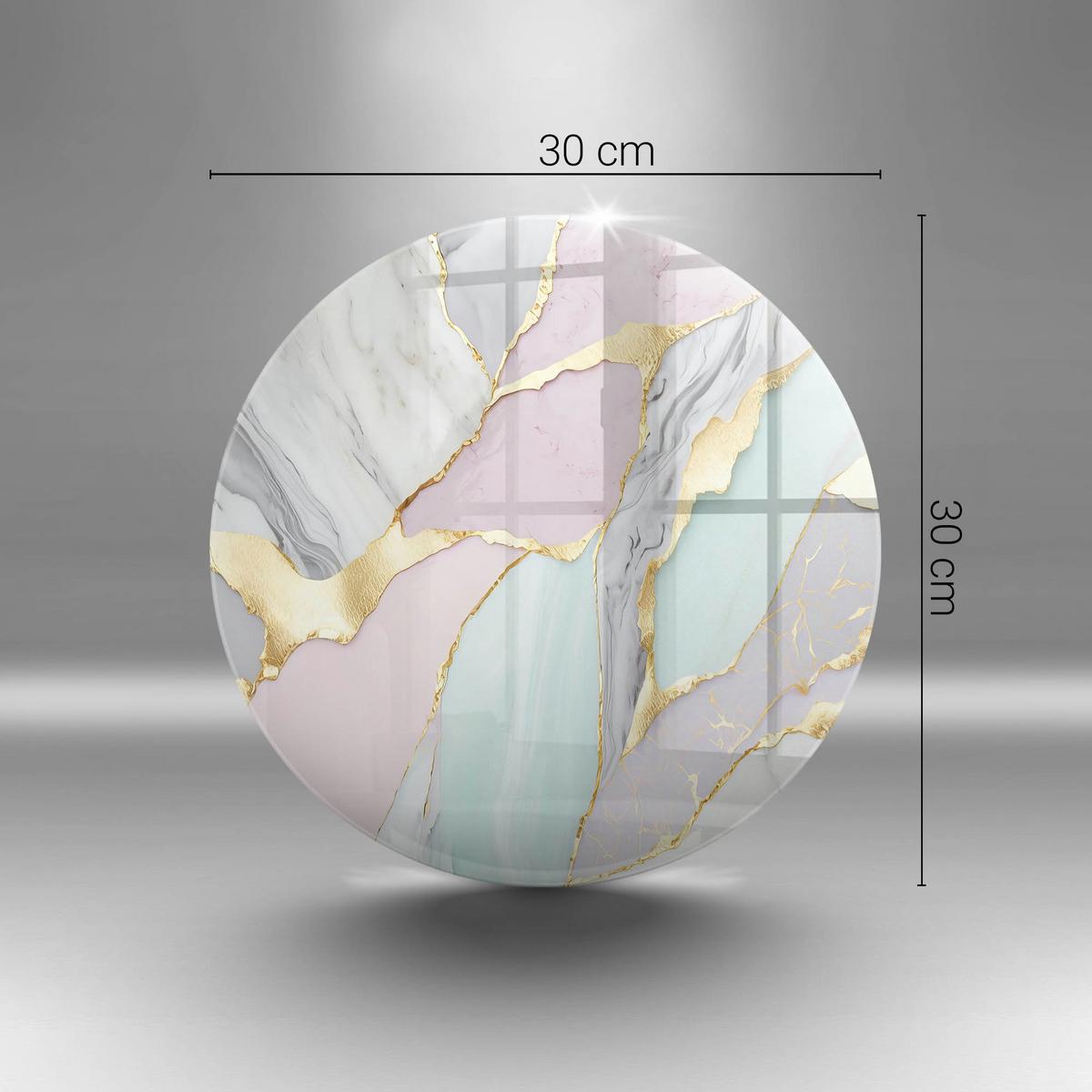 GLASPLATTE Ø 30 cm Pastell Marmor Muster - Hellrosa, Glas (30/30cm) - Wallfluent