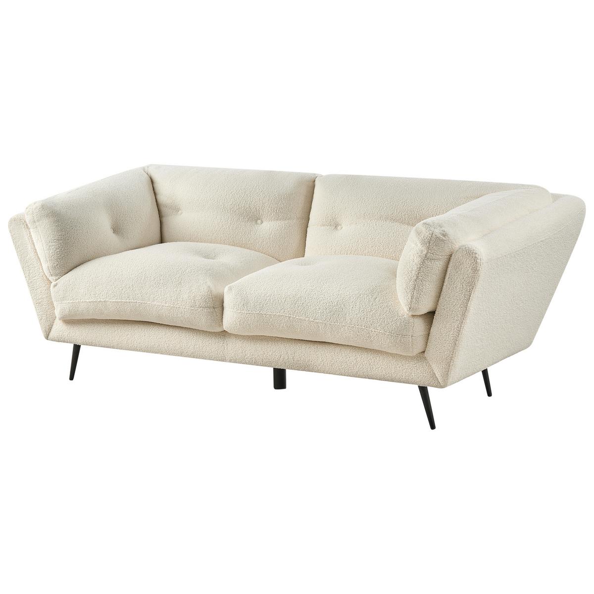 3-SITZER-SOFA Bouclé Weiß Lenvik - Weiß, Textil (210/75/90cm) - Beliani