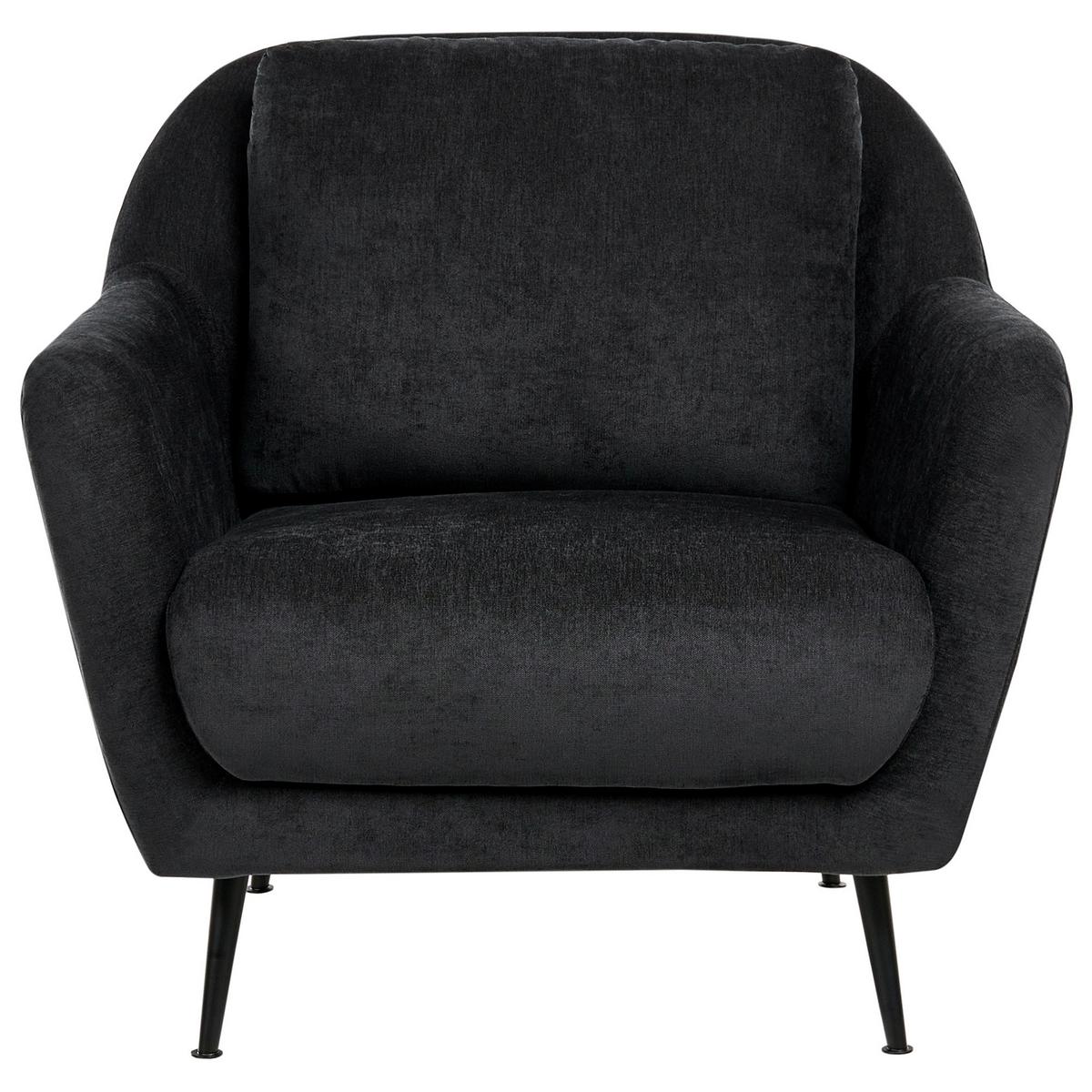 SESSEL Chenillegewebe Schwarz Eiby - Schwarz, Textil (84/80/90cm) - Beliani