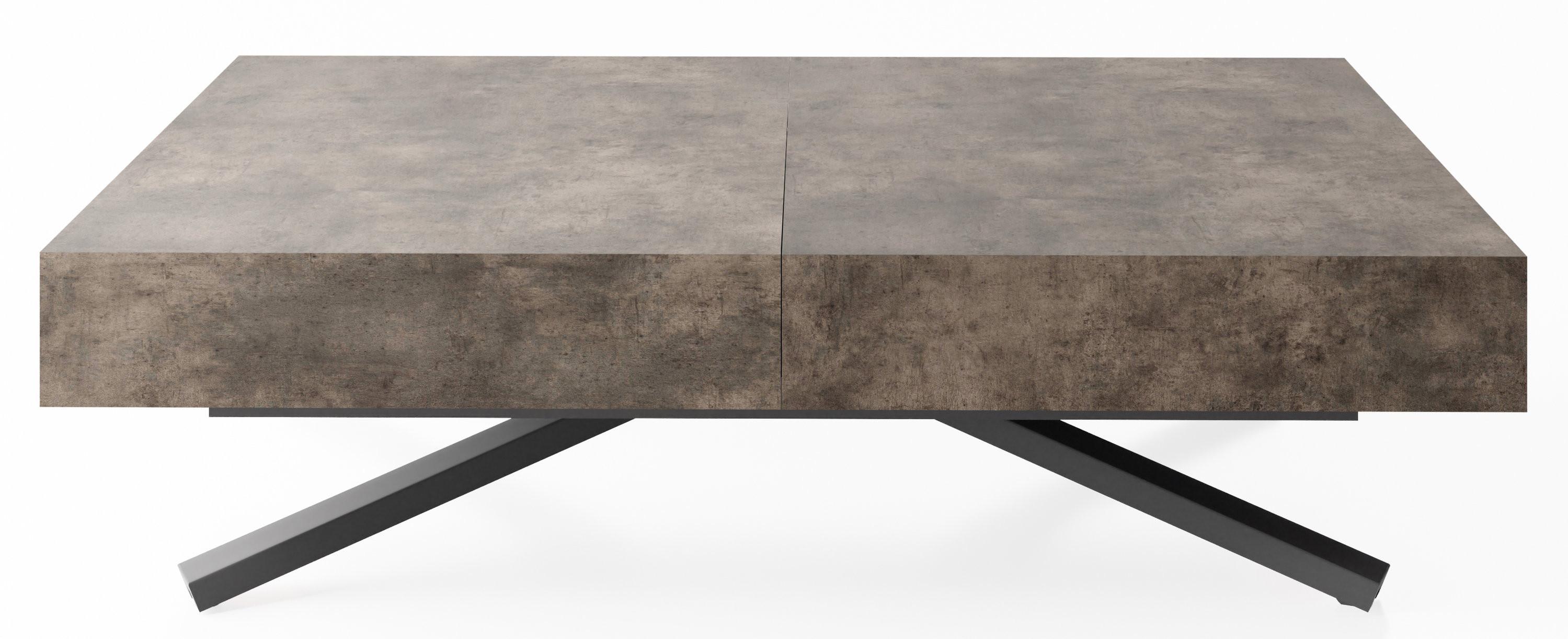 COUCHTISCH Cavetta X höhenverstellbar ausziehbar, Dunkelgrauer Chicago Beton 120-200/80/27-76 cm - Dunkelgrau/Schwarz, Holzwerkstoff/Metall (80/200/76cm) - WFL GROUP