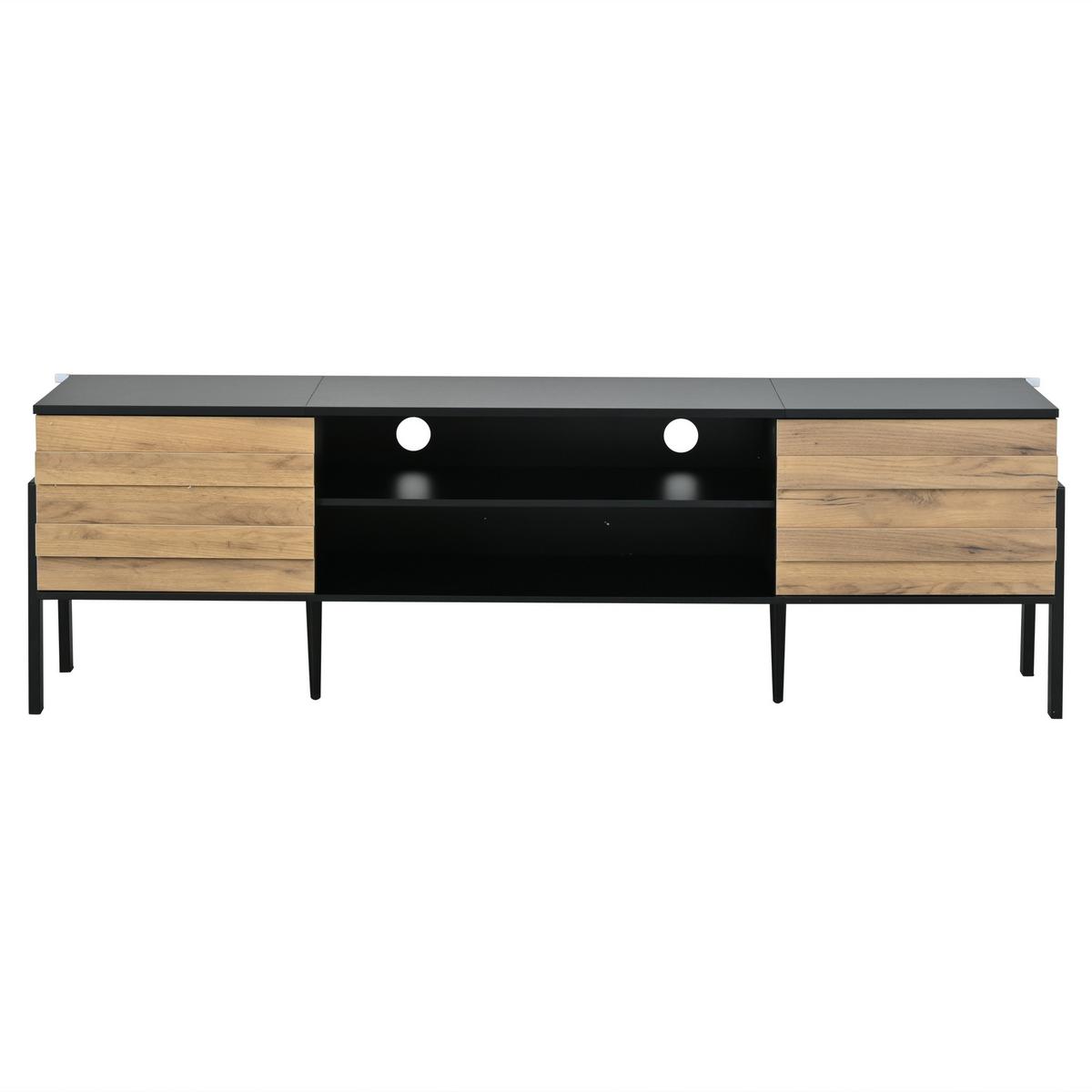 TV-LOWBOARD holzwerkstoff schwarz & holz-optik für tvs bis 70 zoll - Schwarz, Holzwerkstoff (175/53/39.5cm) - Urban Meuble