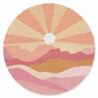 FUSSMATTE Berge - Abstrakt - Sonnenstrahlen - Rosa Sauberlaufmatte 120x120 cm - Rosa, Kunststoff (120/0.4cm) - MuchoWow
