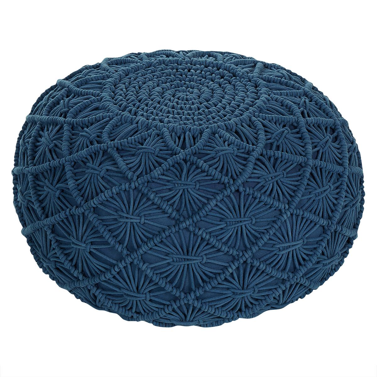POUF Berkane 50/50/30 cm - Blau, Naturmaterialien/Textil (50/30/50cm) - Beliani