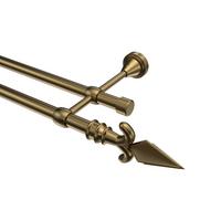 GARDINENSTANGE Primus Matteo 140 cm, 2-läufig (ohne Ringe), 16 mm Ø Messing Antik - Messingfarben/Bronzefarben, Metall (140cm) - INTERDECO