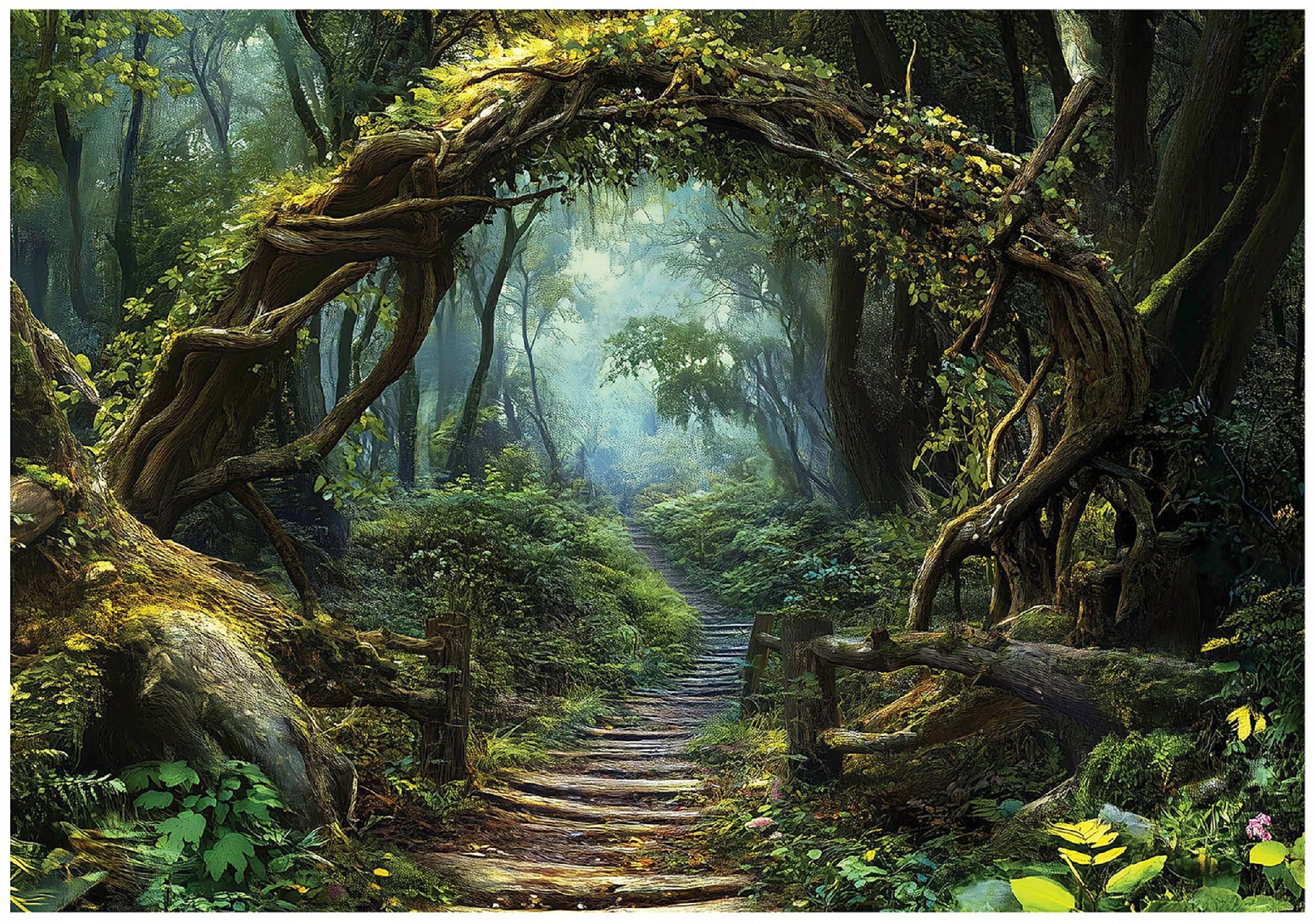 FOTOTAPETE 3D Effekt Wald Natur 350x250 - Multicolor, Papier (350/250cm) - Wallarena