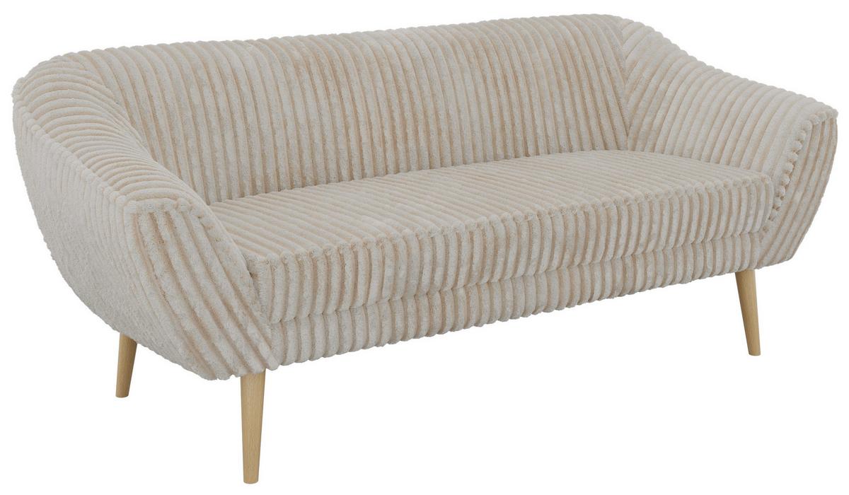 3-SITZER-SOFA PIRS - Beige Cord - Holzbeine - Beige/Buchefarben, Holzwerkstoff/Textil (180/75/74cm) - MKS