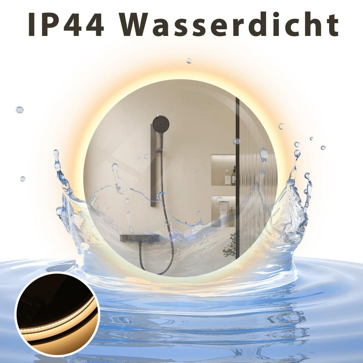 BADEZIMMERSPIEGEL Redman mit LED-Leuchte Ø50 cm - Weiß, Glas (50/3.3/50cm) - Nettlife