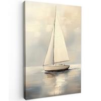 LEINWANDBILD Segelschiff - Meer - Bewölkt Deko Groß 90x140 cm - Creme, Textil (90/140cm) - MuchoWow
