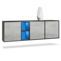 SIDEBOARD Cuba Türen in Beton Oxid Optik - Hellgrau, Holzwerkstoff (182/53/35cm) - Vladon