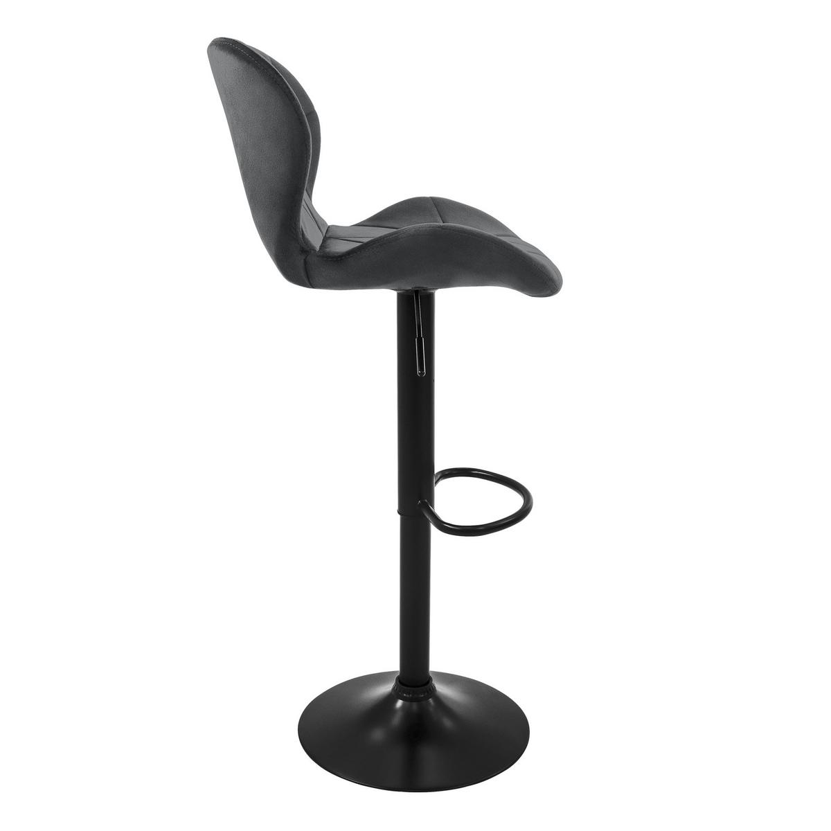 BARHOCKER 4er Set Samt grau - Schwarz/Grau, Textil/Metall (41/110/47cm) - ML-DESIGN