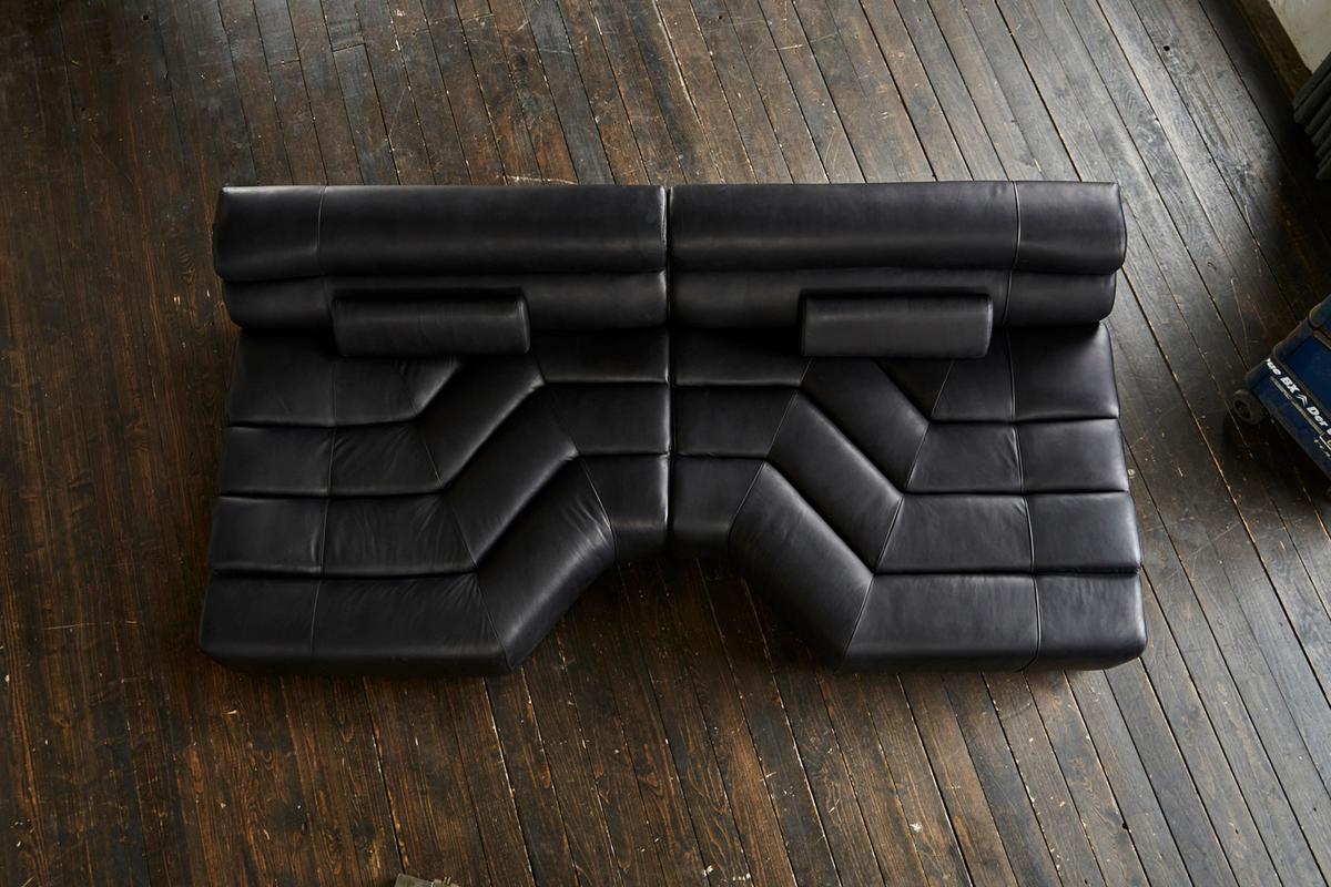 BIG SOFA MIT KISSEN TARA Schwarz Leder - Schwarz, Leder (286/76/143cm) - KAWOLA