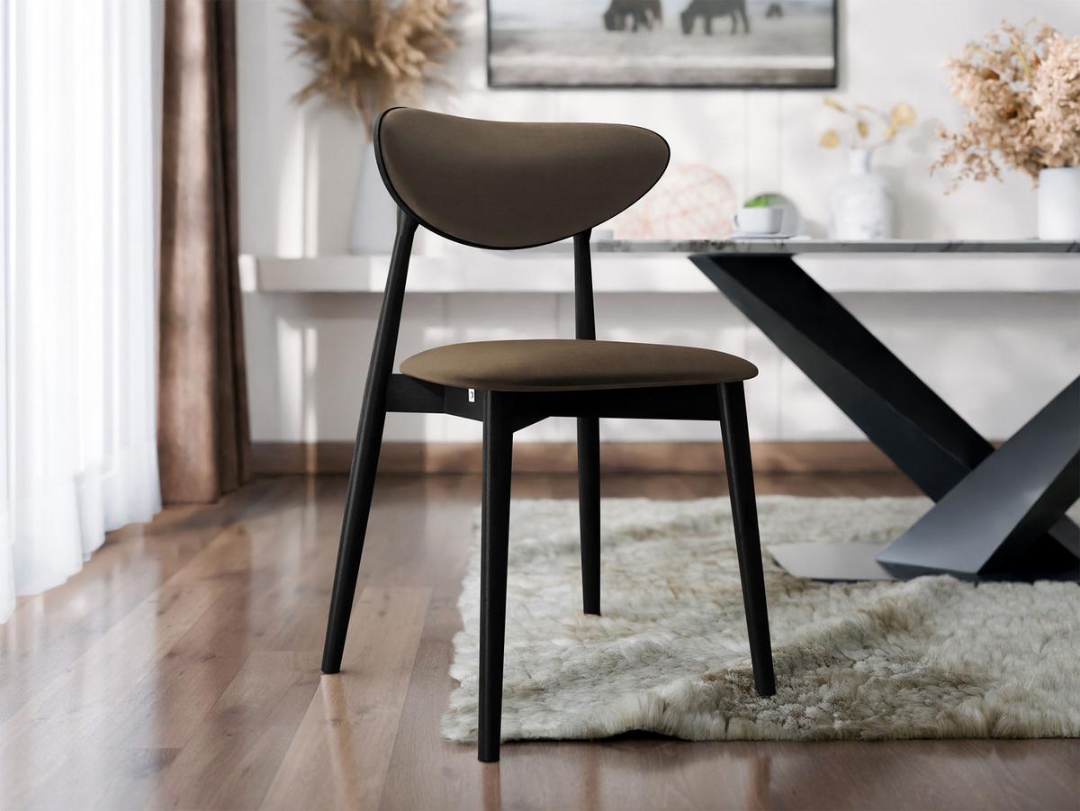 WOHNZIMMER STUHL KT65/C, Holzfarbe: Schwarz - Schwarz/Braun, Holz/Textil (48/80/49cm) - MIRJAN24