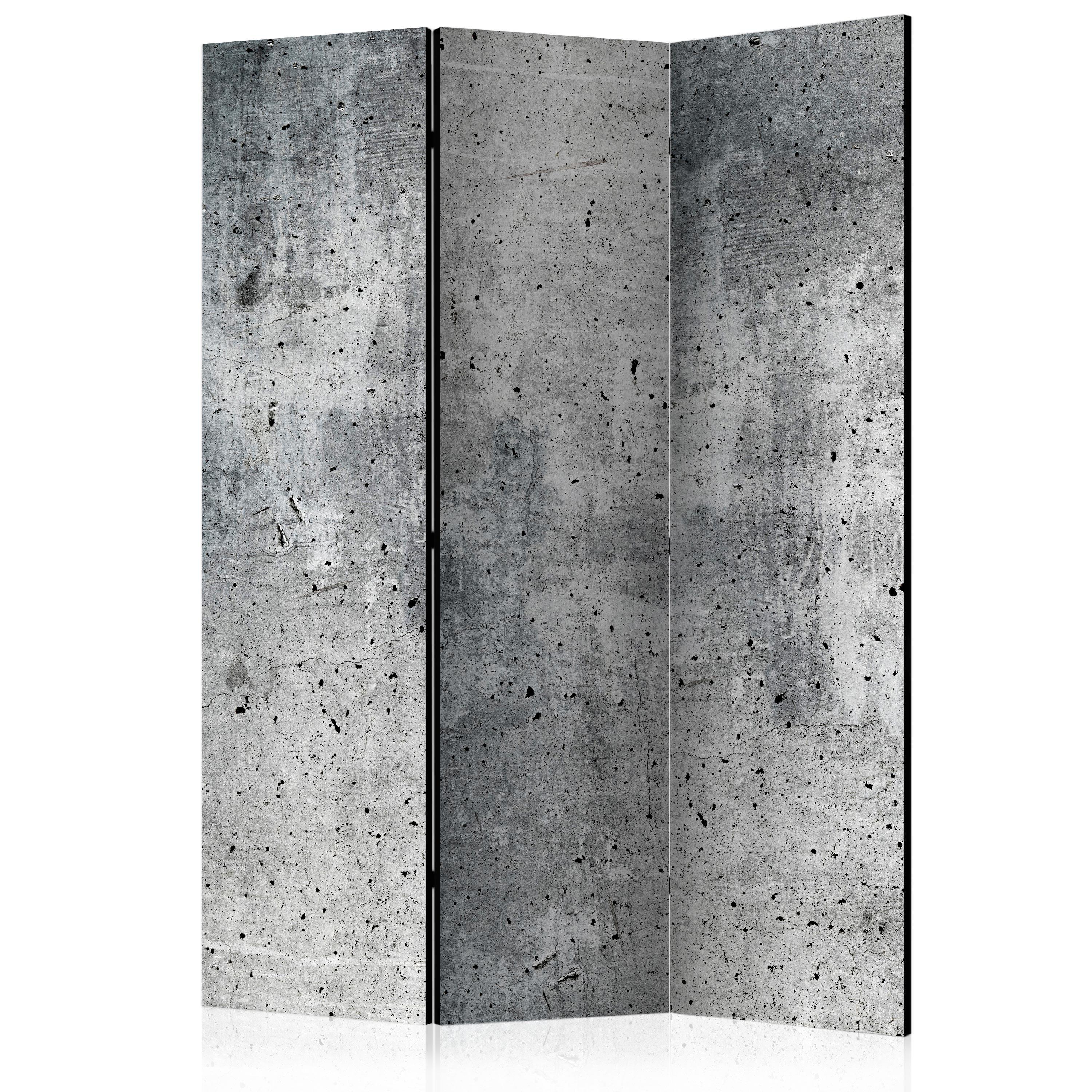 PARAVENT Einseitig Bedruckter 3-tlg 135x172 cm Frischer Beton - Grau, Holz/Textil (135/172/3cm) - Muralo