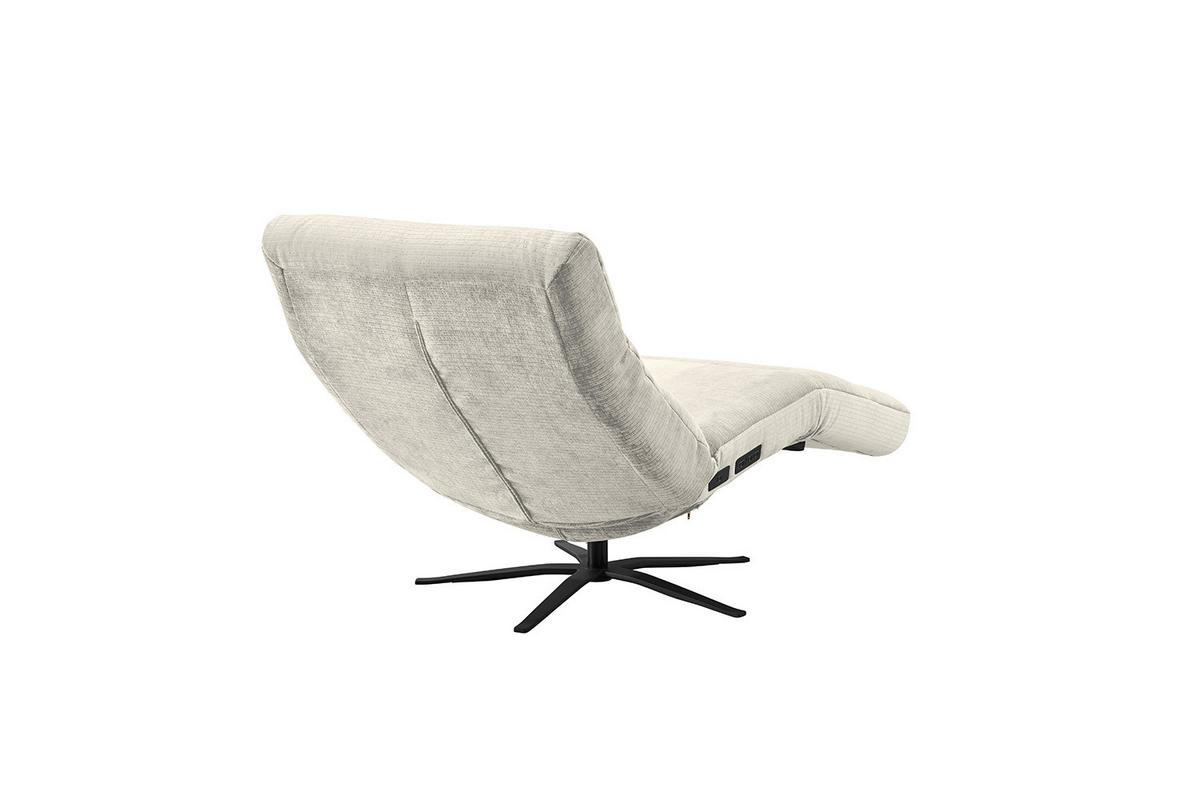 RELAXLIEGE ALINA Cremeweiß Cord Relaxfunktion, Drehbar (360°) - Creme/Schwarz, Textil/Metall (82/115/156cm) - KAWOLA