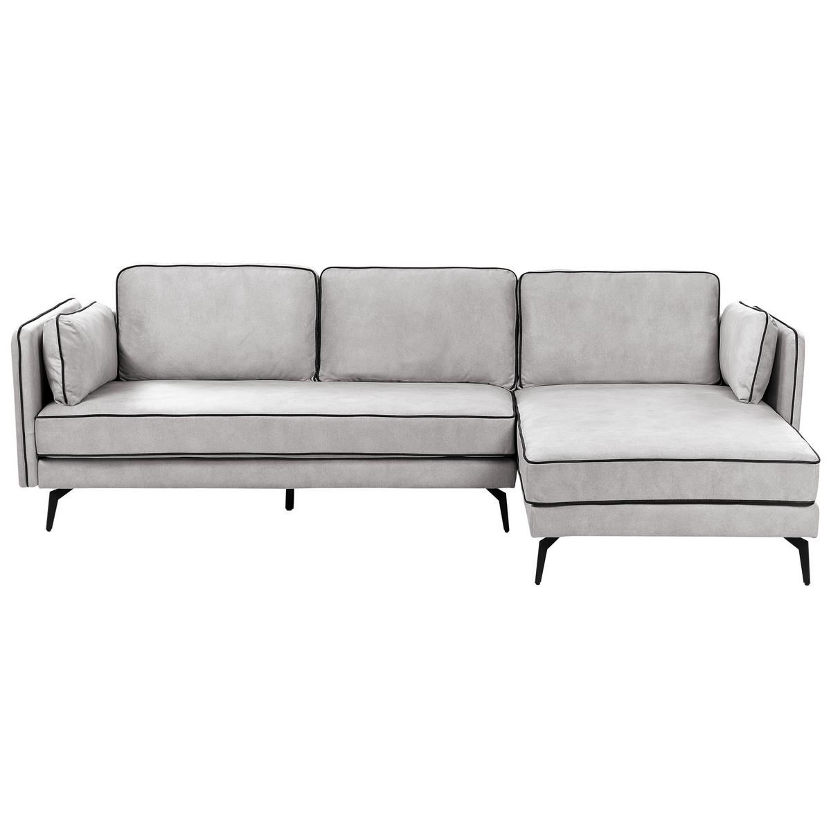 3-SITZER-ECKSOFA Samtstoff Hellgrau Altan - Hellgrau, Textil (268/157cm) - Beliani