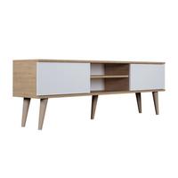 TV-MÖBEL Toronto Weiß und Holz - Weiß/Braun, Holzwerkstoff (160/55/35cm) - Petits-meubles