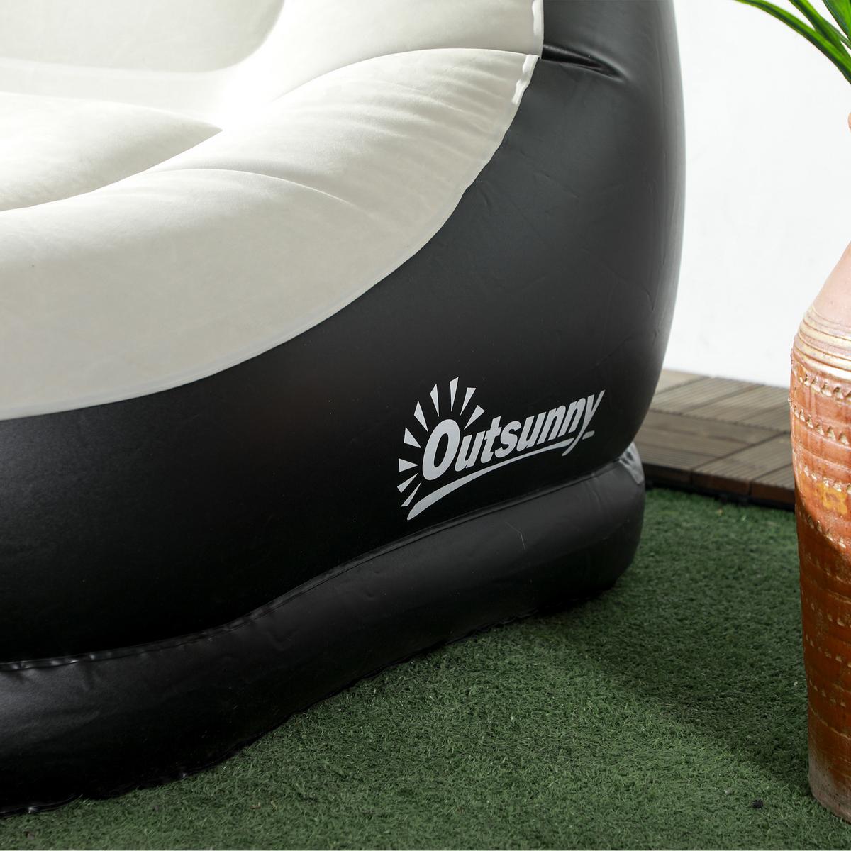 AUFBLASBARES SOFA, Hellgrau+Schwarz, Kunststoff - Hellgrau, Kunststoff (100/87/100cm) - Outsunny