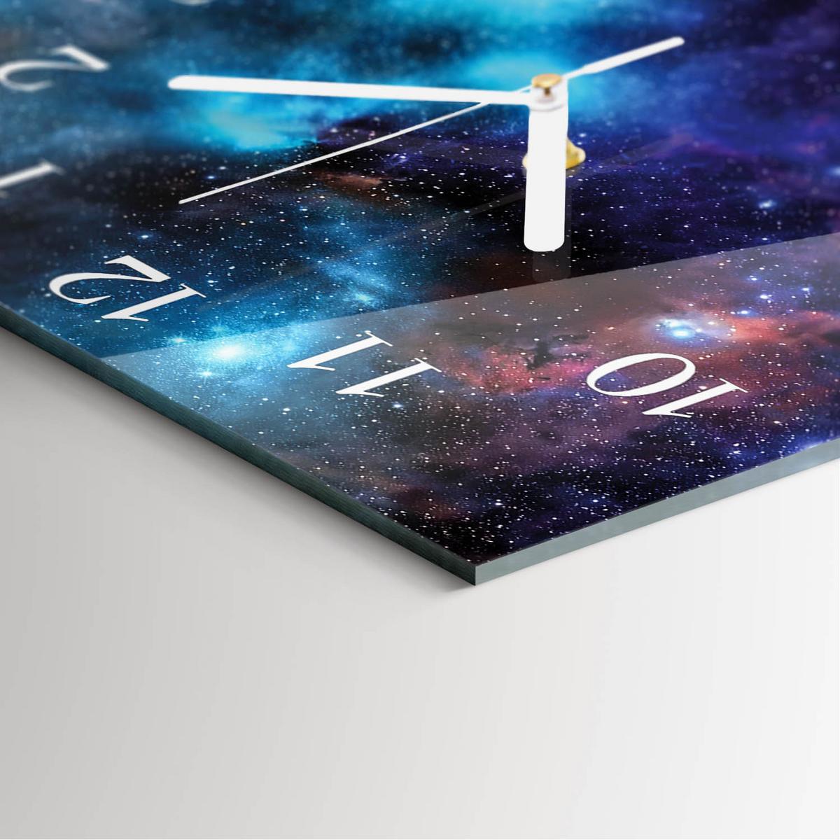 WANDUHR aus Glas 30x30 cm - Sternenhimmel - Blau, Glas (30/30/0.4cm) - TULUP