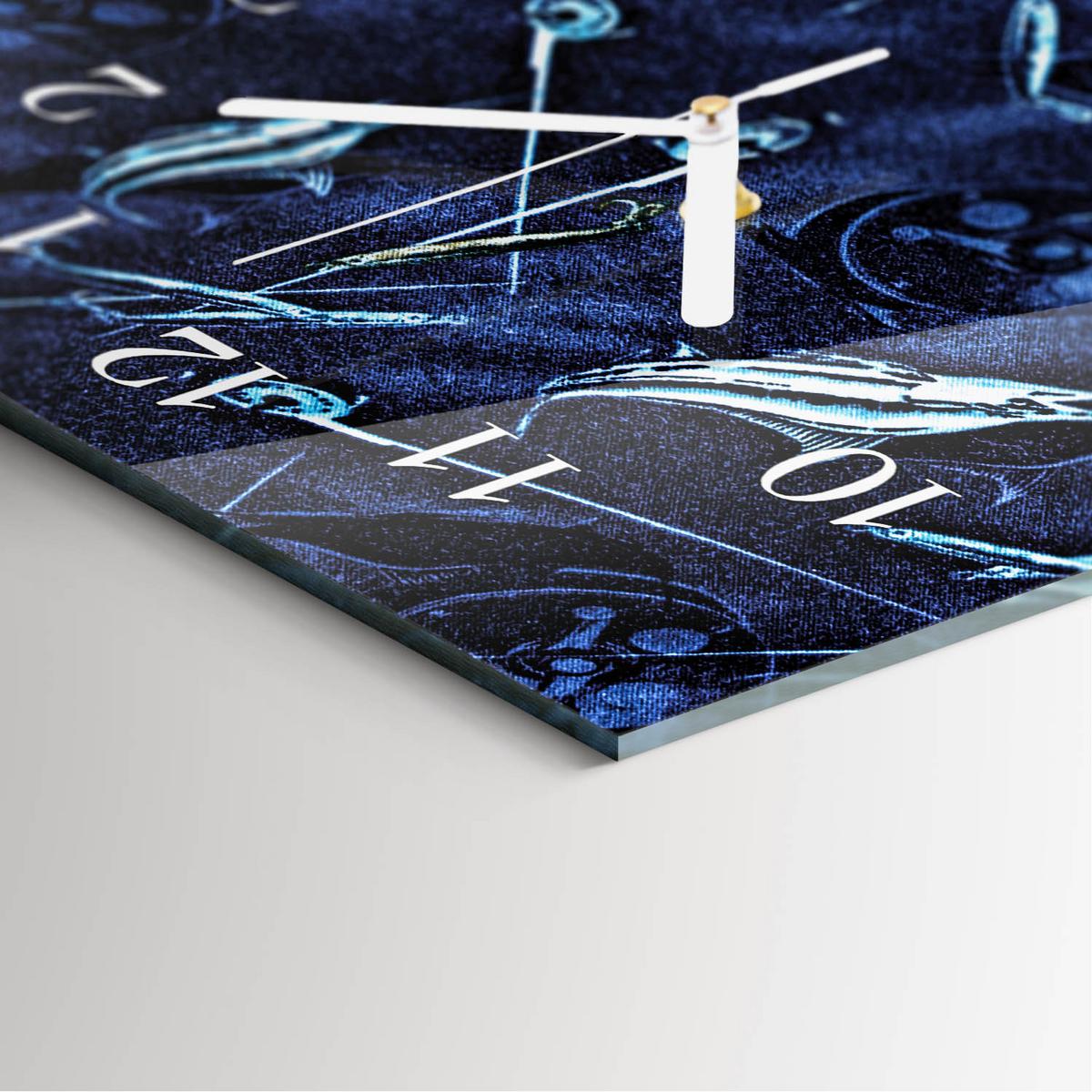 WANDUHR aus Glas 30x60 cm - Fisch - Blau, Glas (30/60/0.4cm) - TULUP