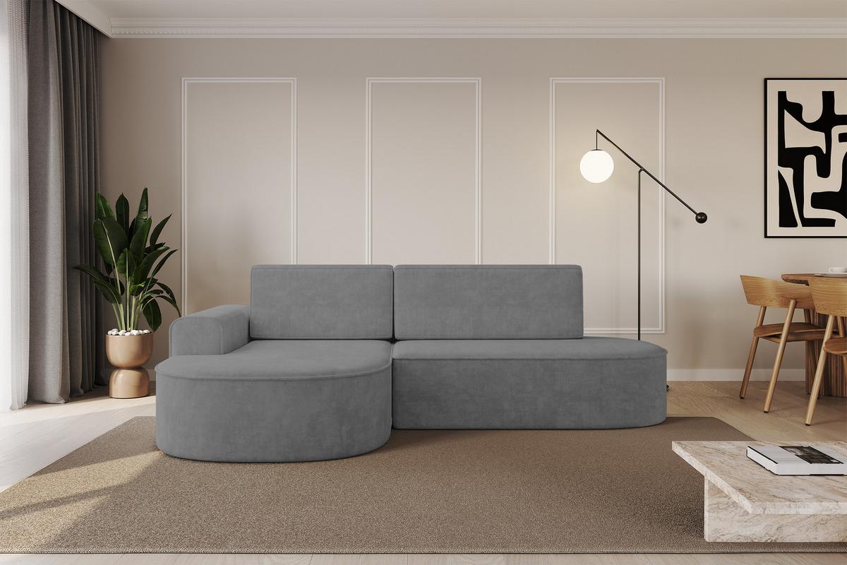 ECKSOFA mit Schlaffunktion und Bettkasten Ottomane Links MARI-L1-S - 283x167x73 cm Grau Velours - Anthrazit/Schwarz, Holzwerkstoff/Kunststoff (283/167cm) - ALTDECOR