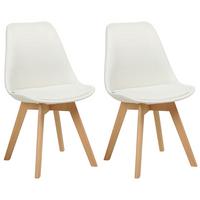 ESSZIMMERSTUHL 2er-Set Polsterbezug Weiß Dakota - Weiß, Holz/Textil (44/84/43cm) - Beliani